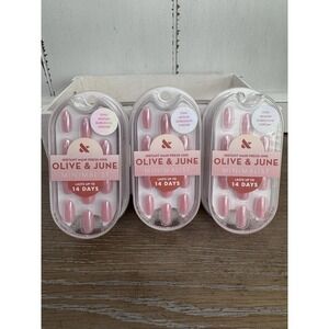 Olive & June Minimalist Bubblegum Chrome Press-On Nails Medium Oval 3 Pack